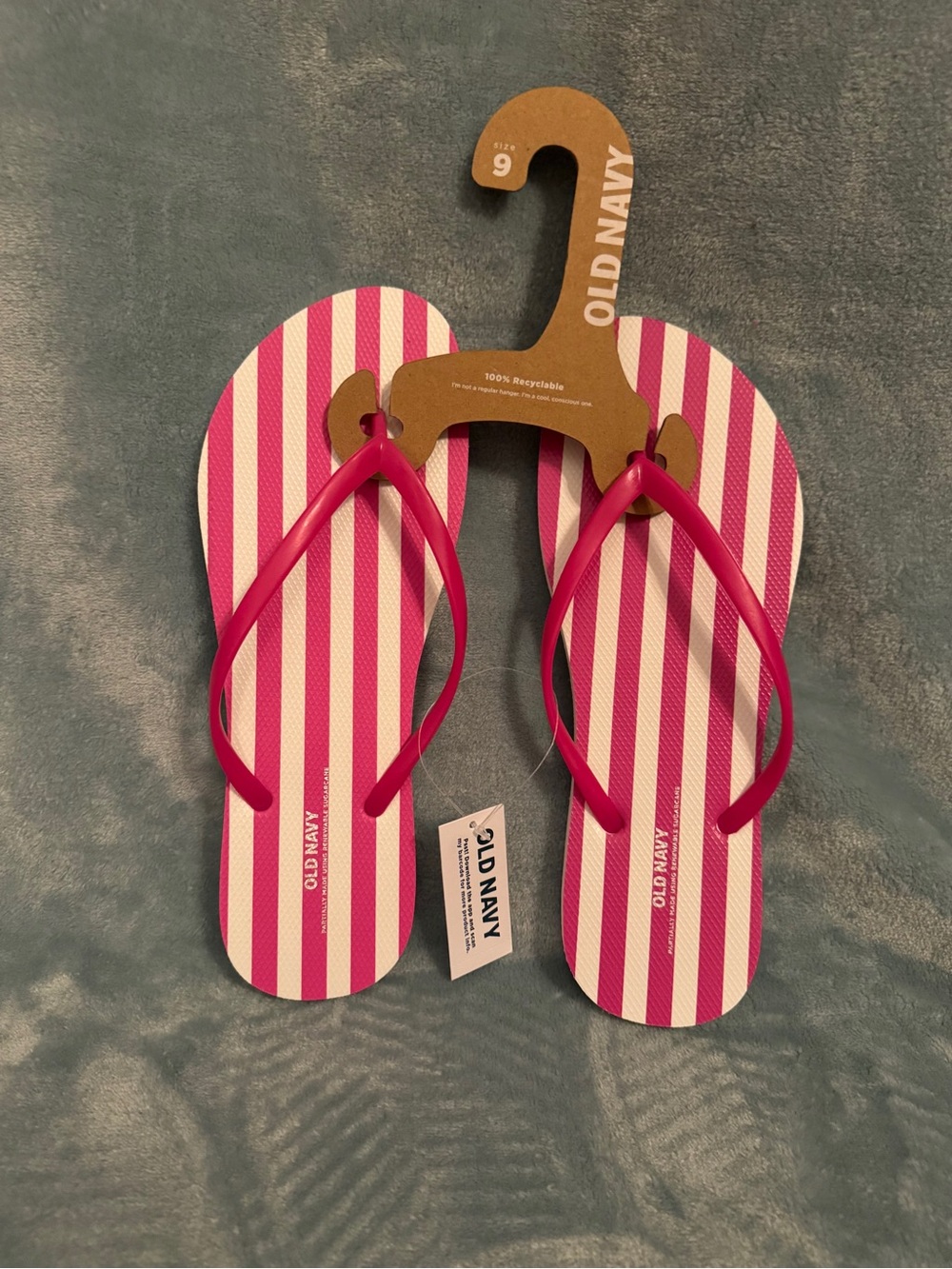 NWT Old Navy Pink & White Striped Flip Flops